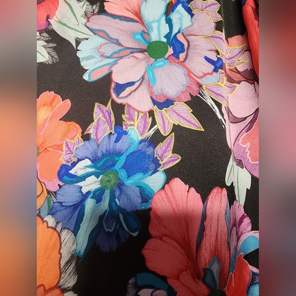 Lobo Rosa Multi-color Floral Balloon Puffy Sleeve Blouse Size XS - Picture 7 of 15